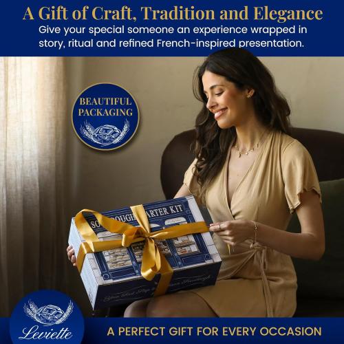 Sourdough Starter Kit for Beginners with Beginner Guide & 100 Recipes - Sourdough Bread Baking Supplies and Tools, Homemade Bread Gift Set and Sour Dough Accessories for Bakers