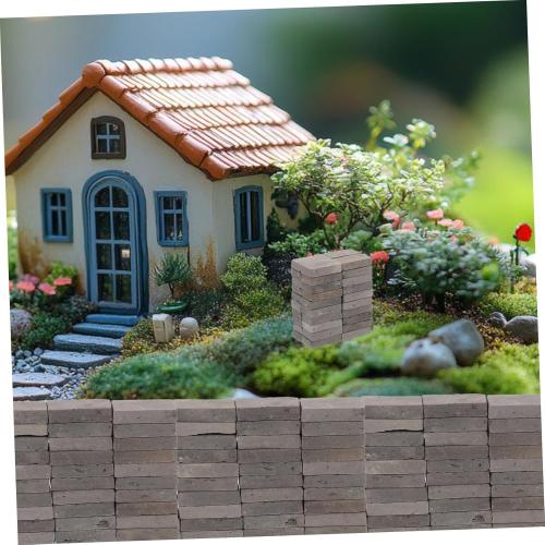 Kisangel 40pcs Miniature Brick Landscape Decor for Aquatic Turtle Tanks DIY Mini Wall Bricks for Miniature Dollhouse Scene Building for Garden Landscaping