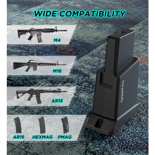 Gun Wall Mount with Universal Mag Holder for 223/5.56 Rifle, Vertical AR Wall Mount Display with Solid PA Material Afford 300Lbs of Holding Strength, AR Mags Storage Rack