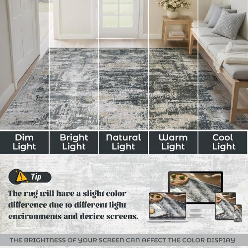 Area Rug for Living Room, Washable Modern Abstract Large Area Rug Neutral Soft Non Slip Kids Rug Stain Resistant Indoor Carpet for Bedroom Dining Room Playroom Office
