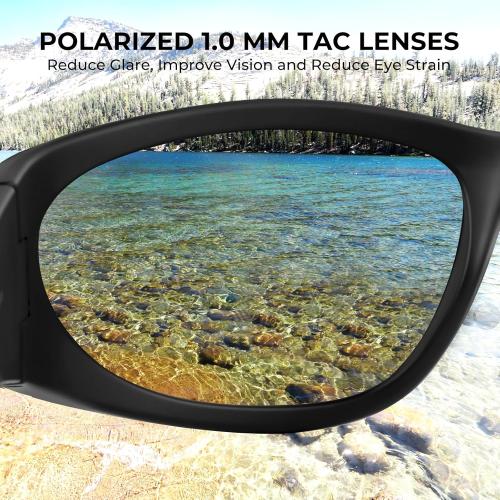 Black KastKing Raccoon Polarized Sport Sunglasses for Men and Women, Wide Temple Wrap, Ideal for Driving Fishing Cycling Running