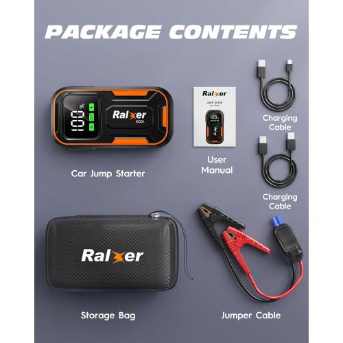 15200mAh Portable Car Jump Starter Battery Pack (7.5L Gas or 6.0L Diesel Engine) 12V Jumper Box with Type C-C PD60W (Input/Output) Fast Charging LED Display
