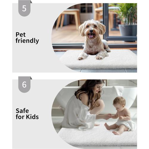Small Bathroom Rugs 17x24 Non Slip White Fluffy Bath Mat for Bathroom Floor Machine Washable Plush Luxury Bath Rug for Tub Soft Shaggy Absorbent Shower Mat