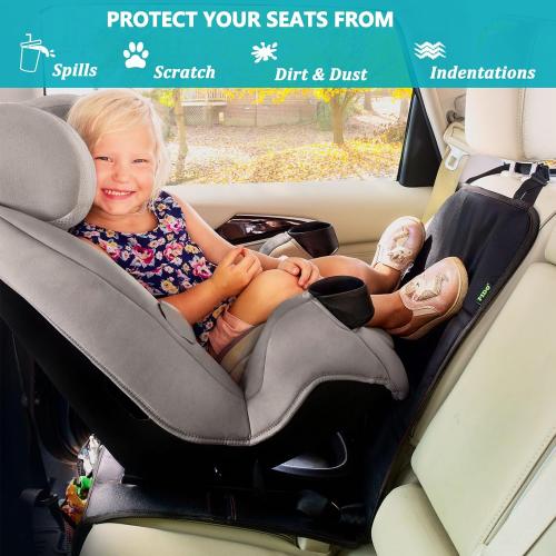 Black and Red Universal Fit PIDO Car Seat Protector for Child Car Seat, 2 Pack Carseat Protectors with Thick Padding and Non-Slip Backing, Protective Cover Mat for Vehicle Leather Upholstery (Black/Red)
