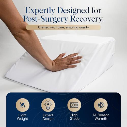 Gravity Leg Rest Pillow – Foam Wedge for Post-Surgery Recovery, Back Pain Relief, Side Sleeping, Varicose Veins, Restless Legs, Includes Removable, Washable Cover White