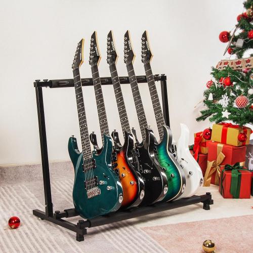 AODSK Multi Guitar Stand Rack with Folding Design,Multiple Guitars Stand,Portable Black Guitar Holder,Black Guitar Display Holder for Guitar & Bass,Studio & Home