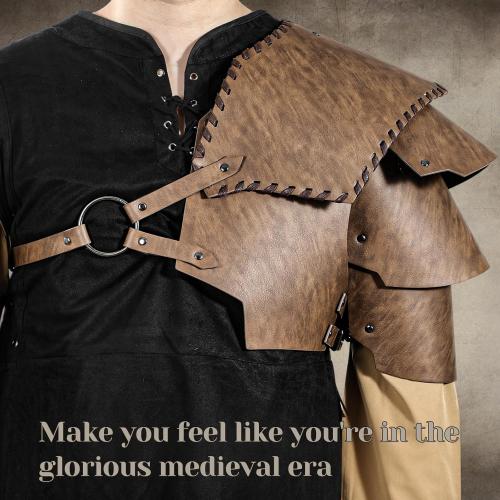 4pcs Medieval Armor Set, Pauldron Shoulder Armor, Sword Frog, Renaissance Belt, Leather Bracers for LARP, Ren Faire