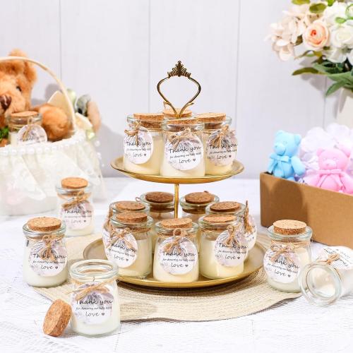 20 Pcs Boho Baby Shower Favors Party Candle Lavender Scented Glass Mason Jar Wax Candle Bulk for Guests Girl Boy Gender Reveal Party Gifts(Khaki)
