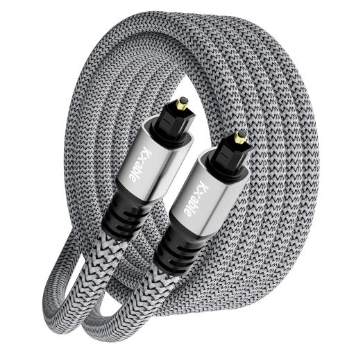 Optical Audio Cable 40 FT, Digital Audio Cable, Toslink Fiber Optic Cord, [Nylon Braided, Slim Aluminum Shell, Gold Plated Connector], for Home Theater, Sound Bar, PS4, Xbox, TV and More