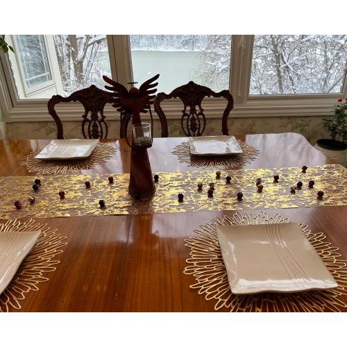 108 Gold Table Runner - Metallic Gold Tulle Party Decorations 9ft Sparkle Foil Mesh Centerpieces for Birthday, Wedding, Anniversary, Thanksgiving, Christmas,‌ Graduation Party Table Runner