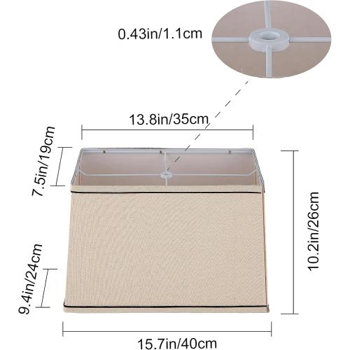T Shape Lampshades Set of 2, Natural Linen Top L13.78'' x W7.5''xBottom L15.75''xW9.45''*High 10.24, Easy Assembly Replacement Beige Shade for Table Lamps Floor Lamps,Half and Spider Fitter Included