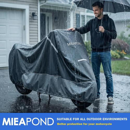 Motorcycle Cover for Sport Bike & Naked Bike, Compatible with Kawasaki Ninja 400/500, Yamaha MT-07/MT-09, Suzuki GSX-R, Honda CBR/CB and More - Waterproof Motorcycle Cover Outdoor Storage