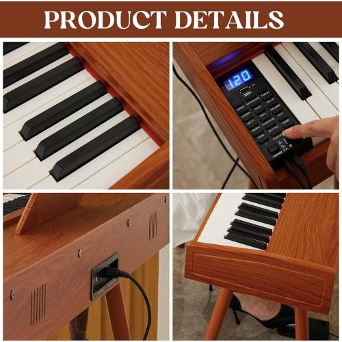 digital Piano 88 Key Semi Weighted Keyboard,Full-size Electric Piano for Beginners,with Sheet Music Stand,Pedal,Power Adapter,Headphone Mode,USB-MIDI (KU-3506 Digital Piano with Stand)