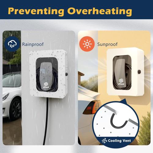 Weatherproof Outdoor EV Charger Enclosure with Lock, EV Charger Lock Box Outdoor with Cable Organize Holder | Visible Sun Protection Easy to Install, White