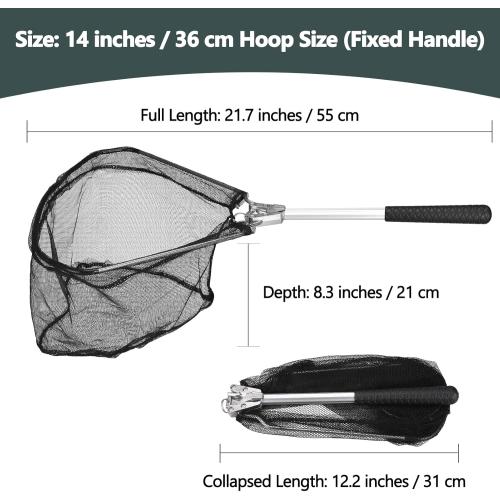 Yeahmart Fishing Net Minnow Nets with Aluminum Collapsible Telescopic Fishing Pole Handle and Nylon Mesh, Small Fishing Landing Net for Saltwater Freshwater, Kids, Men, Women, Extends to 21-75 inch