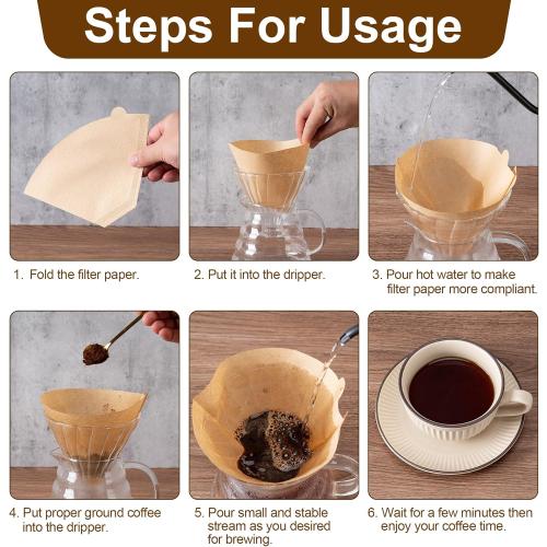 Coffee Filters, #4 Cone Coffee Filter 100 Count, Unbleached Natural Paper Filter 8-12 Cup, Disposable for Pour Over and Drip Coffee Maker