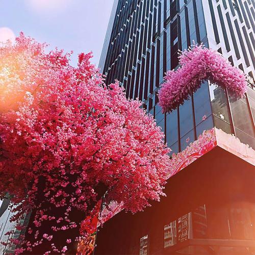 Artificial Cherry Blossom Trees Blossom Tree Handmade Light Pink Tree Indoor Outdoor Home Office Party Flower Silk Fake Tree,001,181x151cm/5.9x4.9ft