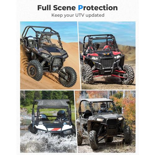 KEMIMOTO Flip Up Windshield 4-IN-1 Folding Window Compatible with 2014-2018 RZR XP 1000 / XP Turbo / RZR 900 / S900 / S1000, Clear Hard-Coated PC Open Close Vented Front Full Windshield