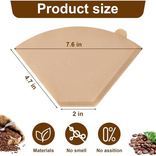 Coffee Filters, #4 Cone Coffee Filter 100 Count, Unbleached Natural Paper Filter 8-12 Cup, Disposable for Pour Over and Drip Coffee Maker