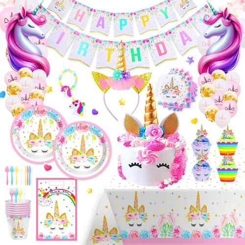 Unicorn Birthday Party Supplies - Best Value Unicorn Birthday Decorations Set with Unicorn Plates, Cups, Napkins, and Cutlery for Unicorn Party Themes, Perfect Unicorn Decorations for Girls