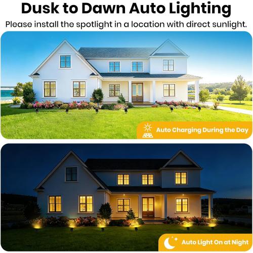 Solar Landscape Lights Outdoor, 3000K Dimmable Solar Pathway Lights, 500LM Solars Spot Light IP65 Waterproof for Walkway Lawn Yard, 2pcs