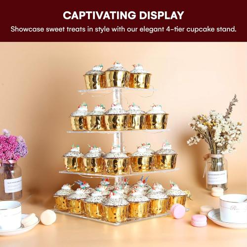 Vdomus Cupcake Stand Pro-Version - Purple 4-Tier Cupcake Tower - European Style Cake Display - Holds up to 52 Cupcakes - Elegant Dessert Display - Ideal for Parties, Weddings, and Events - 12.4x11.8