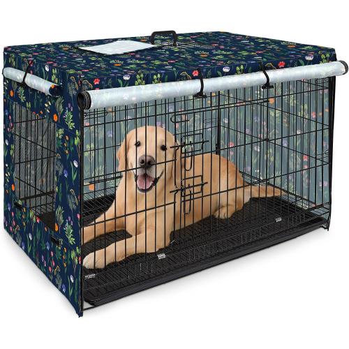 Bienbee Dog Crate Cover, 36 inches Windproof Crate Covers for Dog Cages Breathable Dog Kennel Cover Double Sided Zipper Dog Cage Cover for Wire Dog Cage Indoor Outdoor Protection