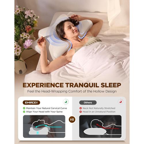 Sleep Doctor Approved Cervical Neck Pillow Sleeping, Ergonomic Contour Side Sleeper Pillows Adults, Cooling Orthopedic Pillow Pain Relief Support, Memory Foam Back Stomach Sleepers Grey Standard