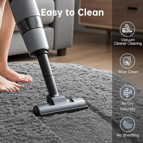 Ophanie Round Rug Large Grey Circle Area Rugs, Fluffy Fuzzy Large Bedroom Carpet 6 foot, Plush Shag Solid indoor Floor Gray Living Room Christmas Circular Aesthetic Decor for Kids Teen Boys Baby,Nursery