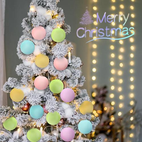 Gejoy 30 Pcs Pastel Christmas Bulbs Ornaments 2.36'' Pastel Candy Christmas Decorations Shatterproof Macaron Xmas Tree Balls Hanging Ornaments Pink Green Yellow Blue Rainbow Xmas Tree Decor