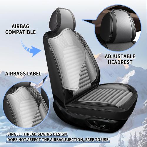 Seat Covers Fit for Ford Maverick 2022-2024 2025: Breathable Leather Waterproof Seat Covers Front&Back (5 Seat Full Set,Black & Grey)