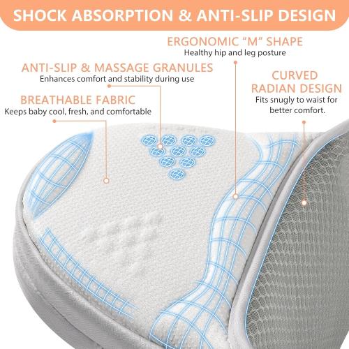 HKAI Baby Hip Carrier, Mom’s Choice Award Winner, Baby Carrier with Adjustable Waistband & Breathable Mesh, Ergonomic Carrier with Non-Slip Hip Seat Surface for Newborns & Toddlers, Light Grey