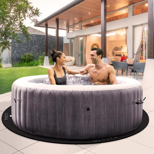 Size 77 GloSpa Hot Tub Mat for Inflatable Tub, 77'' Hot Tub Pad Foundation, 0.25in Thickened Eva Foam Padding Inflatable Outdoor Pool & Hot Tub Base Mats for Under Floor Protection & Heat Insulation