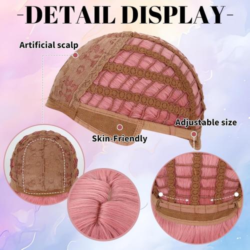 14 Pink VCKOVCKO 14Inches Loose Wave Bob Wig Wavy Pink Bob Wig with Air Bang Curly Hair Wigs Synthetic Cosplay Party Wigs for Women (14Inches,Solid Pink)