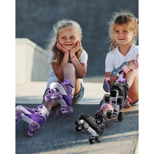 size 4 SULIFEEL Letter Adjustable 4 Size Kids Roller Skates for Girls and Boys, Beginner Skates All 8 Light up Wheels Sports for Indoor Outdoor