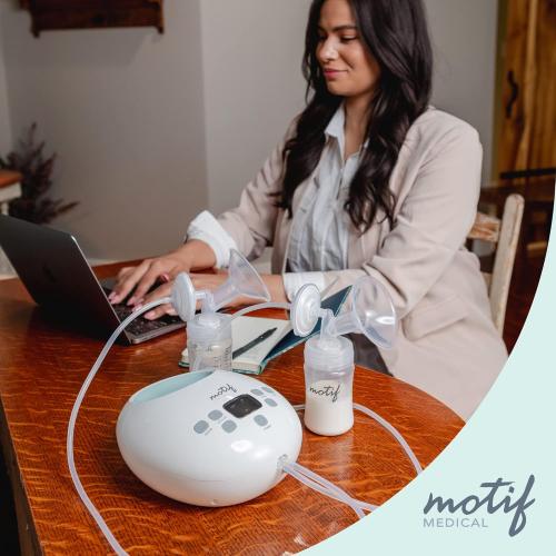 Motif Medical Luna Double Electric Pump for Breastfeeding - Portable Pump Breastfeeding w/Battery - Hospital Grade Pump w/LED Light - Hands-Free Breast Pump, Quiet Motor Baby Breast Pump