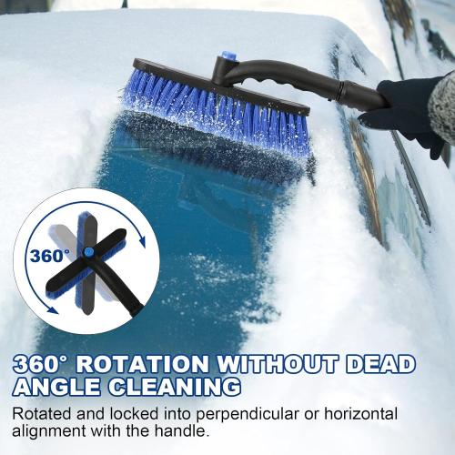 34 Extendable Ice Scrapers for Car Windshield 2-in-1 Snow Brush for Car Snow Scraper for Car Snow Scraper and Drush with Ergonomic Foam Grip for Cars, Trucks, SUVs with 360° Pivoting Brush Head Blue