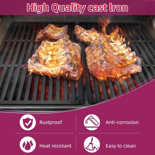 2 Pack Cast Iron Grate With 5 PCS Flavorizer Bars 3 Pcs Heat Deflector For Weber Genesis 2 Grill,for Weber Genesis ii 300 Series,Replacement For Weber Genesis ii E-310 E-315 E-325 E-330 E-335 S-310