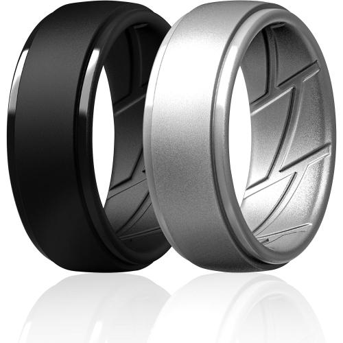 ThunderFit Men's Silicone Rings 10mm Wide 2.5mm Thick Rubber Bands, Breathable, Variety Multipack 1-10