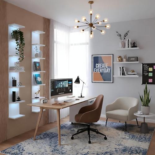 7 Tier Wall Shelves with RGB Light, Lack Wall Shelf Unit, Vertical Shelf with Remonte Control,White Shelves