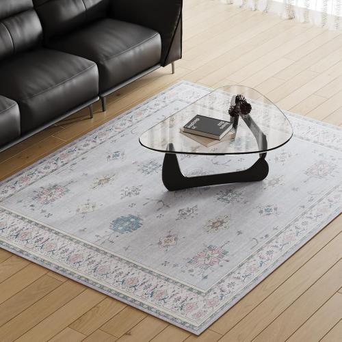 Vinyl Floor Mat, 3'x6' Non-Slip Area Mat for Living Room, Waterproof Area Rug for Kitchen, Stain-Resistant Washable Floor Mat for Living Room, Kitchen, Entryway, Lavender Blue