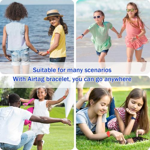 R-fun Waterproof for Air Tag Bracelets [2 Pack] Compatible with Apple Air Tag Finders with Soft Silicone,Anti Lost GPS Item Finders Case Cover,Night Blue/Red