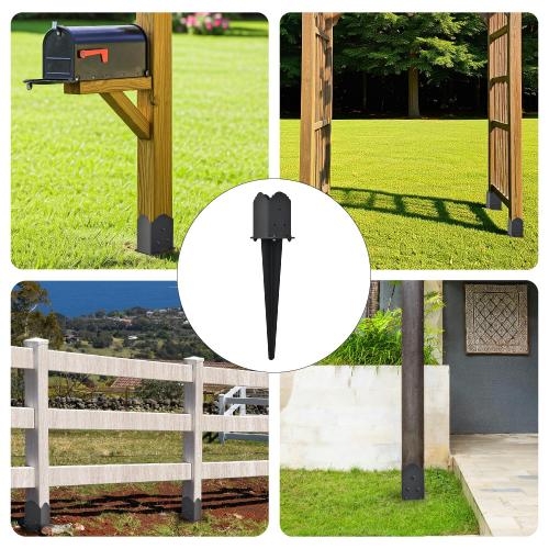 2 Pack Fence Post Anchor 4''x4'', Heavy Duty Fence Post Anchor Ground Spike 22''x4''x4'' for Fence, Mailbox, Bird Feeder, Decking,... with The Black Powder Coating Cover on The Surface