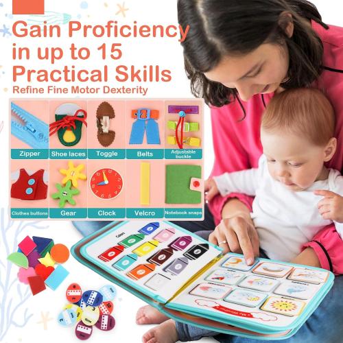 Teefrye Toddlers Busy Board Montessori Toys for Old 1-3 Year Girl Busy Book