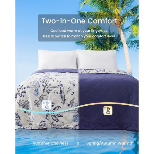 ZonLi Cooling Blankets for Hot Sleepers,All-Season Lightweight Blanket for Night Sweats,Cool Blanket Absorbs Body Heat to Keep Cool，Q-Max 0.45 Summer Blanket for Bed Sofa Couch,Beachside Village