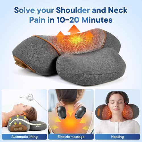 Upgraded Neck Massager Pillow, 3-in-1 Neck Massager, Traction Massage with Heat, Neck Pillow for Shoulder Pain, Deep Tissue Pain Relief,Rechargeable TheraPillow