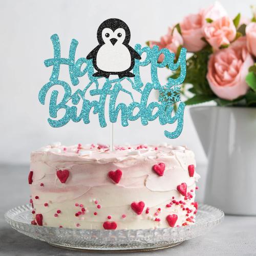 Penguin Happy Birthday Cake Topper, Animal Penguin Cake Decorations