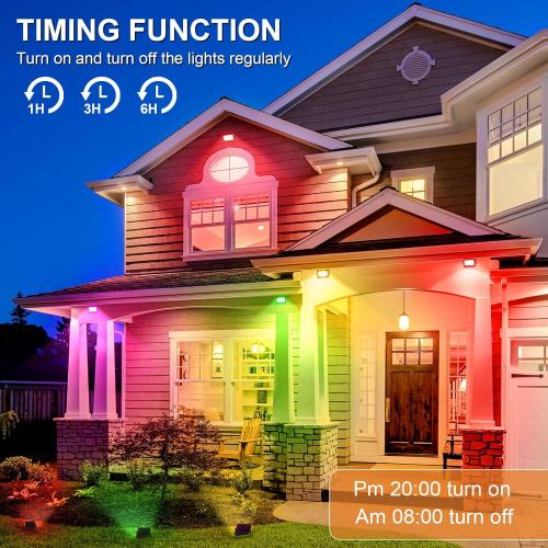 YAYZA! LED Flood Lights Outdoor 42W 4000LM, RGBW Smart Color Changing Floodlight with App/Remote/Voice Control, 3000K Dimmable Bright White Light Compatible with Alexa for Outdoor Decorations (6Pack)