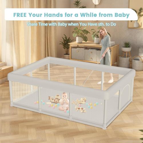 Baby Playpen Baby Playard Large playpen 74 x 50 inch, Playpen for Babies and Toddlers with Gate, Safety Activity Center for Indoor & Outdoor