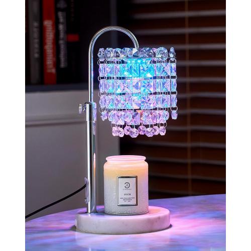 Candle Warmer Lamp with Timer & Dimmable Crystals Candle Lamp Warmer with RGB Mode, Adjustable Height Electric Candle Warmer with 3 Bulbs for Women Mom House Warming Gifts New Home Room Decor